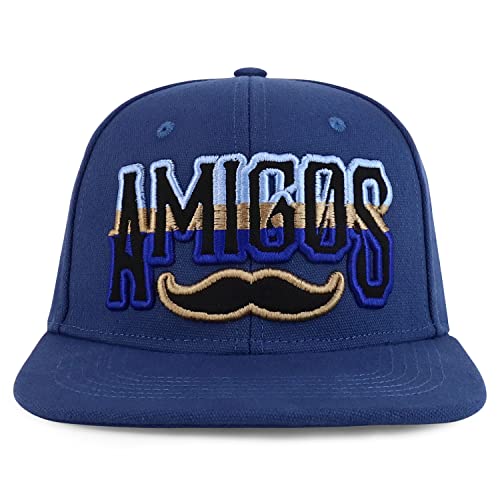 Trendy Apparel Shop Amigo Mustache 3D Embroidered Flatbill Snapback Cap