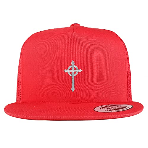 Trendy Apparel Shop Presbyterian Cross Embroidered 5 Panel Flatbill Trucker Cap