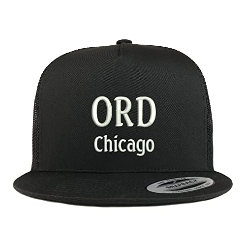 Trendy Apparel Shop ORD Chicago Embroidered 5 Panel Flatbill Trucker Cap
