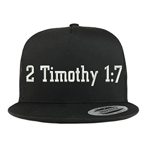 Trendy Apparel Shop 2 Timothy 1: 7 5 Panel Flatbill Trucker Cap