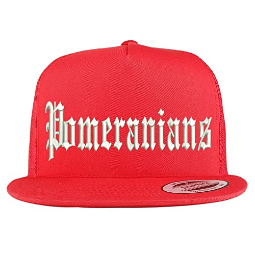 Trendy Apparel Shop Old English Pomeranians 5 Panel Flatbill Trucker Cap