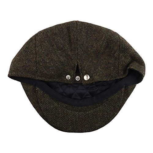Trendy Apparel Shop Men's Herringbone Wool Blend Adjustable 3 Button Ivy Cap