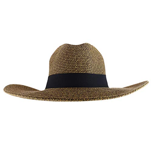 Trendy Apparel Shop Women's Fedora Crown Ribbon Band Wide Brim Sun Hat