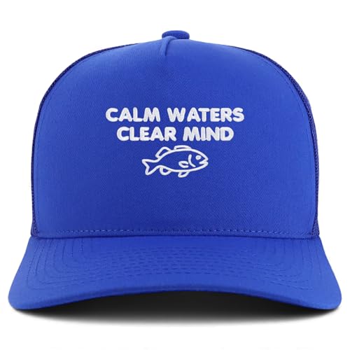 Trendy Apparel Shop Calm Waters Clear Mind Embroidered 5 Panel Snapback Trucker Cap