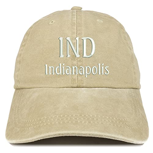 Trendy Apparel Shop IND Indianapolis Embroidered Pigment Dyed Washed Baseball Cap