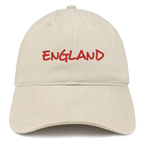 Trendy Apparel Shop England Text Embroidered Soft Crown 100% Brushed Cotton Cap