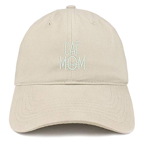 Trendy Apparel Shop Cat Mom with Whisker Embroidered Brushed Cotton Cap