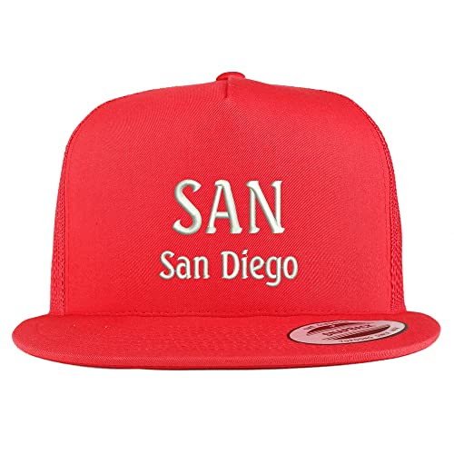 Trendy Apparel Shop SAN San Diego Embroidered 5 Panel Flatbill Trucker Cap