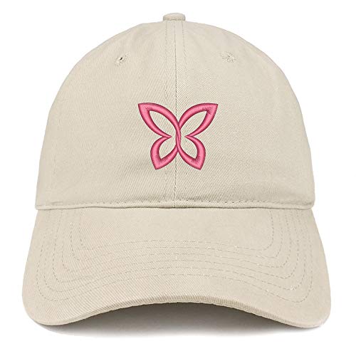 Trendy Apparel Shop Breast Cancer Butterfly 2 Embroidered Brushed Cotton Cap