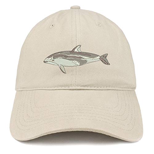Trendy Apparel Shop Pacific White Dolphin Embroidered Brushed Cotton Cap