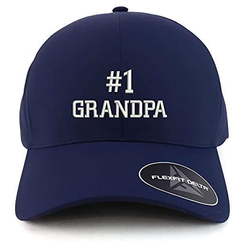 Trendy Apparel Shop Oversized XXL Number 1 Grandpa Embroiderd Athletic Fitted Baseball Cap