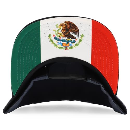 Trendy Apparel Shop 6 Panel Structured Mexico Eagle Flat Bill Snapback Baseball Cap