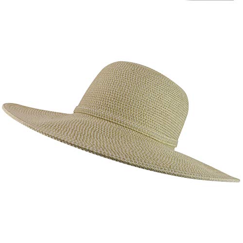 Trendy Apparel Shop UPF 50+ Paper Braid Tweed 4" Flat Brim Sun Shade Hat
