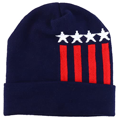 Trendy Apparel Shop Made in USA Patriotic Pattern Long Cuff Winter Beanie