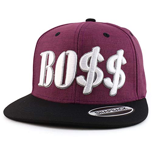 Trendy Apparel Shop Boss 3D Embroidered Two-Tone Flatbill Snapback Baseball Cap