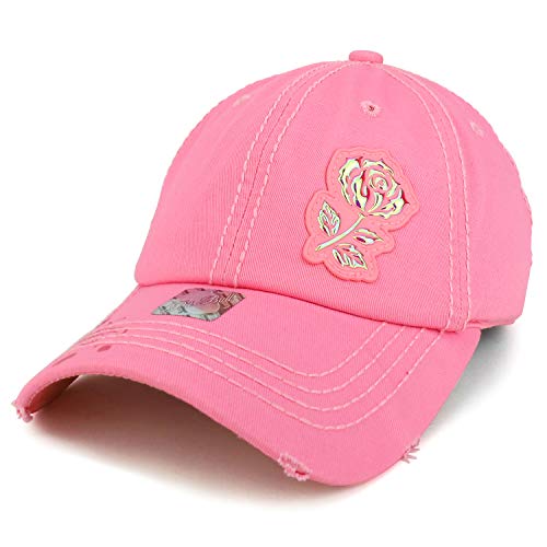 Trendy Apparel Shop Rose High Frequency Patch Frayed Women's Baseball Cap