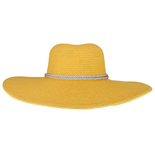 Trendy Apparel Shop Anchor Decorated Band Paper Braid Wide Brim Sun Hat