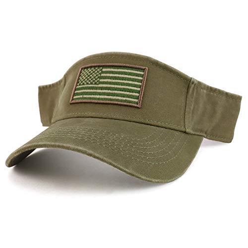 Trendy Apparel Shop USA American Flag Embroidered Polyester Summer Visor Hat