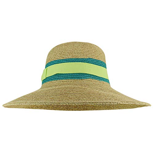 Trendy Apparel Shop UPF 50+ Two Tone Ribbon Hat Band Wide Brim Sun Hat