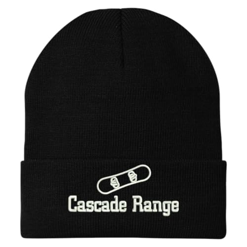 Trendy Apparel Shop Cascade Range Snowboard Logo Embroidered Long Cuff Beanie