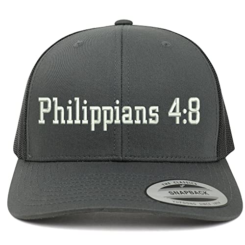 Trendy Apparel Shop Philippians 4:8 6 Panel Trucker Mesh Cap