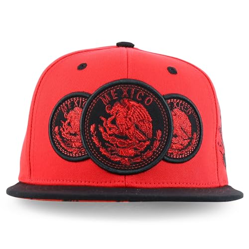 Trendy Apparel Shop Circular Mexico Eagle Embroidered Flatbill Snapback Cap