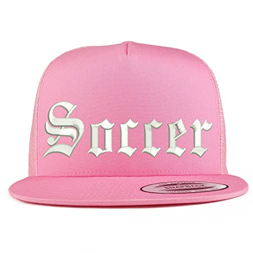 Trendy Apparel Shop Old English Soccer 5 Panel Flatbill Trucker Cap