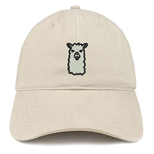 Trendy Apparel Shop Llama Head Embroidered Soft Crown 100% Brushed Cotton Cap