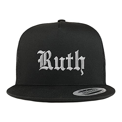 Trendy Apparel Shop Ruth Old English 5 Panel Flatbill Trucker Cap