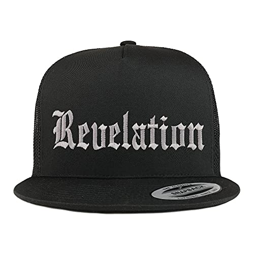 Trendy Apparel Shop Revelations Old English 5 Panel Flatbill Trucker Cap
