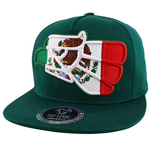 Trendy Apparel Shop Mexico Flag Eagle Embroidered 5 Panel Flatbill Snapback Baseball Cap