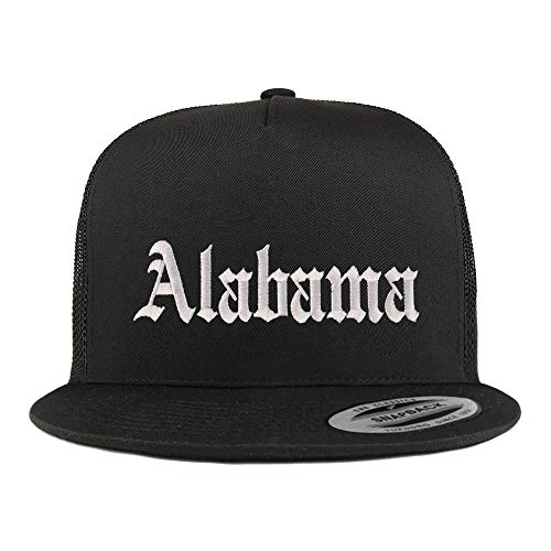 Trendy Apparel Shop Alabama State Old English 5 Panel Flatbill Trucker Mesh Cap