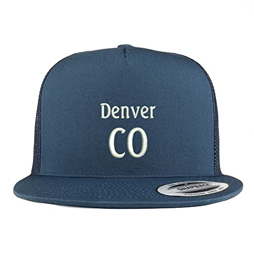 Trendy Apparel Shop Denver CO Embroidered 5 Panel Flatbill Trucker Cap