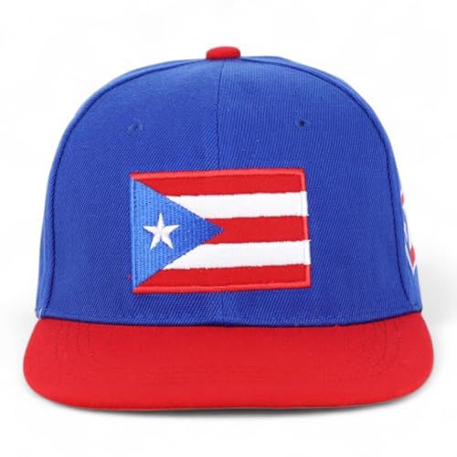 Trendy Apparel Shop Puerto Rico Embroidered Round Flat Bill Snapback Cap