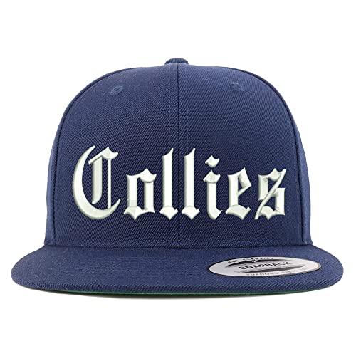 Trendy Apparel Shop Old English Collies Embroidered Flatbill Snapback