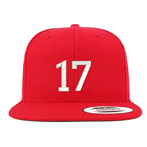 Trendy Apparel Shop Number 17 Embroidered Snapback Flatbill Baseball Cap