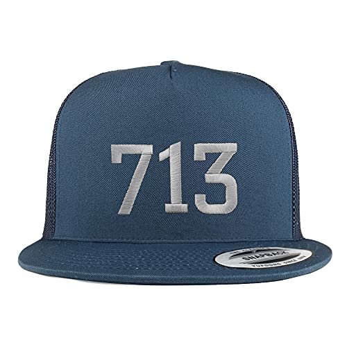 Trendy Apparel Shop Houston 713 Old English 5 Panel Flatbill Trucker Cap