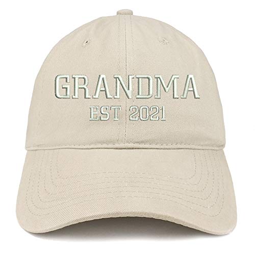 Trendy Apparel Shop Grandpa EST 2021 Embroidered Soft Crown 100% Brushed Cotton Cap
