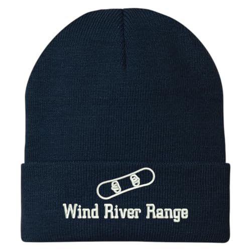 Trendy Apparel Shop Wind River Range Snowboard Logo Embroidered Long Cuff Beanie