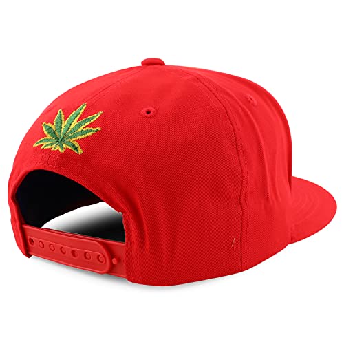 Trendy Apparel Shop Large Marijuana Leaf Embroidered with Gold Back Flatbill Cap