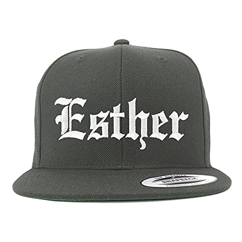 Trendy Apparel Shop Esther Old English Embroidered Flatbill Snapback