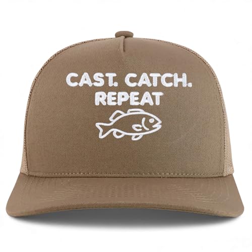 Trendy Apparel Shop Cast Catch Repeat Embroidered 5 Panel Snapback Trucker Cap