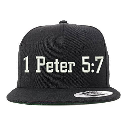 Trendy Apparel Shop 1 Peter 5:7 Embroidered Flatbill Snapback