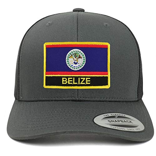 Trendy Apparel Shop Flexfit XXL Belize Flag Retro Trucker Mesh Cap