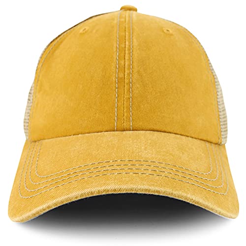 Trendy Apparel Shop Pigment Dyed Front Mesh Back Unstructured Trucker Ball Cap