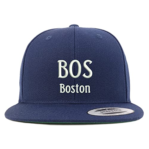 Trendy Apparel Shop BOS Boston Embroidered Flatbill Snapback