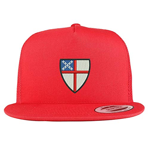 Trendy Apparel Shop Episcopal Shield 5 Panel Flatbill Trucker Mesh Snapback Cap