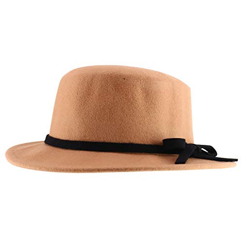 Trendy Apparel Shop Women's Bow Tie Band Wool Felt Bolero Hat