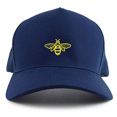 Trendy Apparel Shop Bee Embroidered Oversized 5 Panel XXL Trucker Mesh Cap
