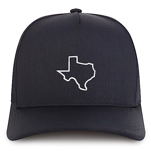 Trendy Apparel Shop Texas State Outline Embroidered 5 Panel High Crown Cotton Pro Style Cap